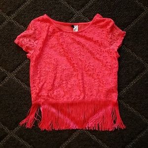 Fringe Crop Top - Bright Pink Festival Shirt